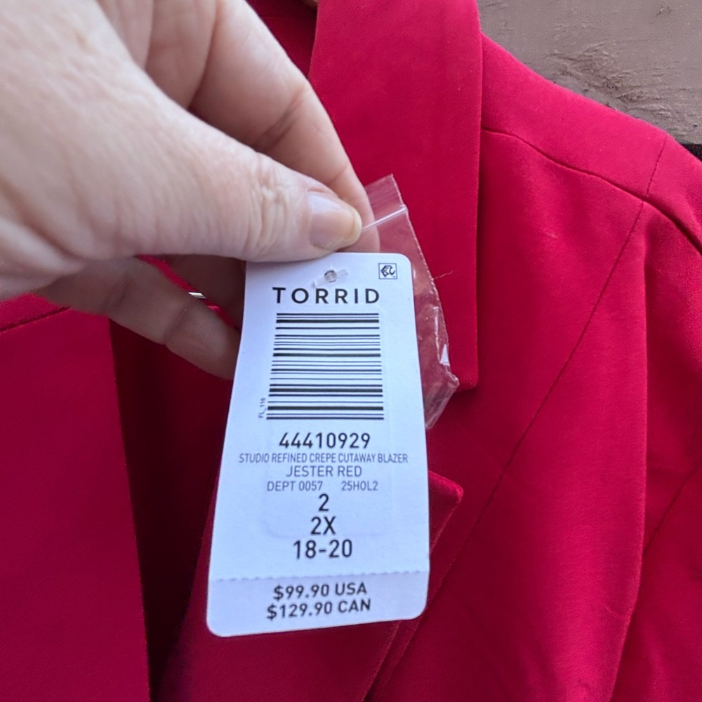 torrid Red Single-Button Tailored Blazer NWT - image 12
